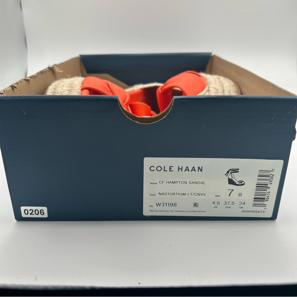 New Cole Haan Orange Cloudfoam Espadrille Wedge Sandals size 7 - Picture 11 of 13